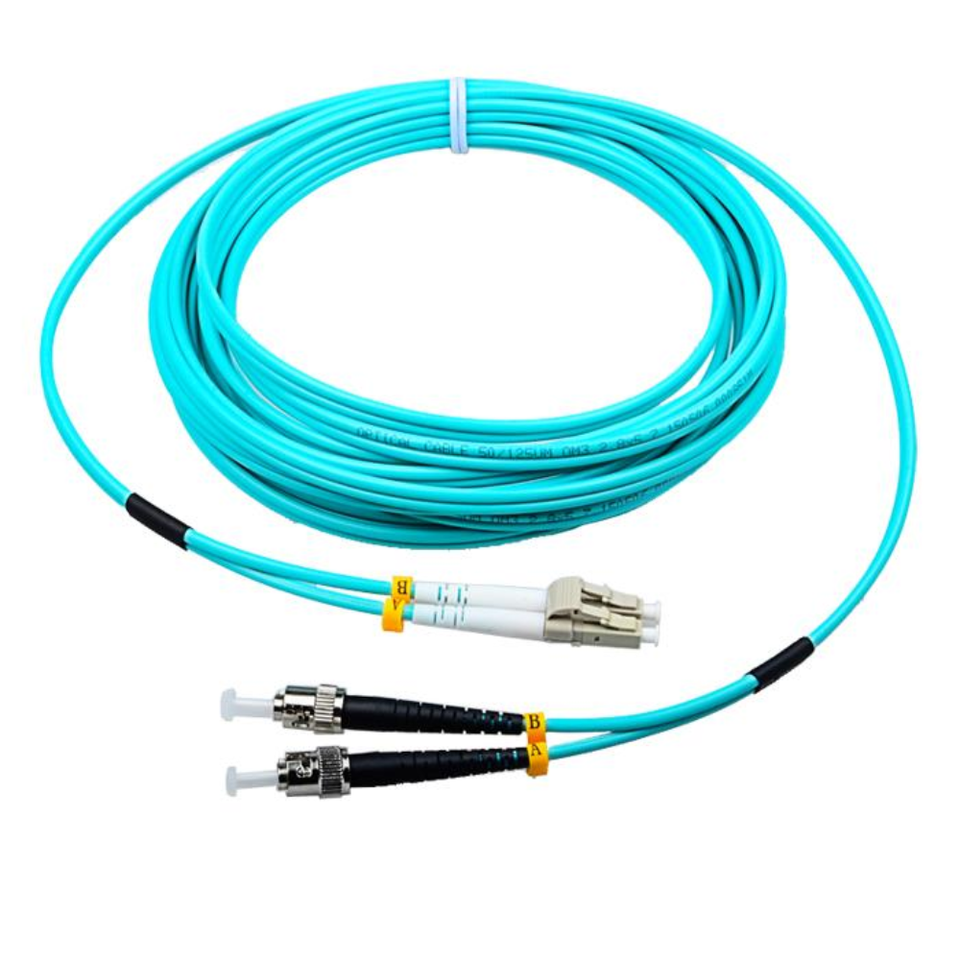 ST/UPC-LC/UPC Multimode OM3 Duplex Fiber Patch Cable