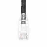 Close-up view of the shielded RJ45 connector and braided foil shielding on a Cat6A S/FTP LSZH cable.