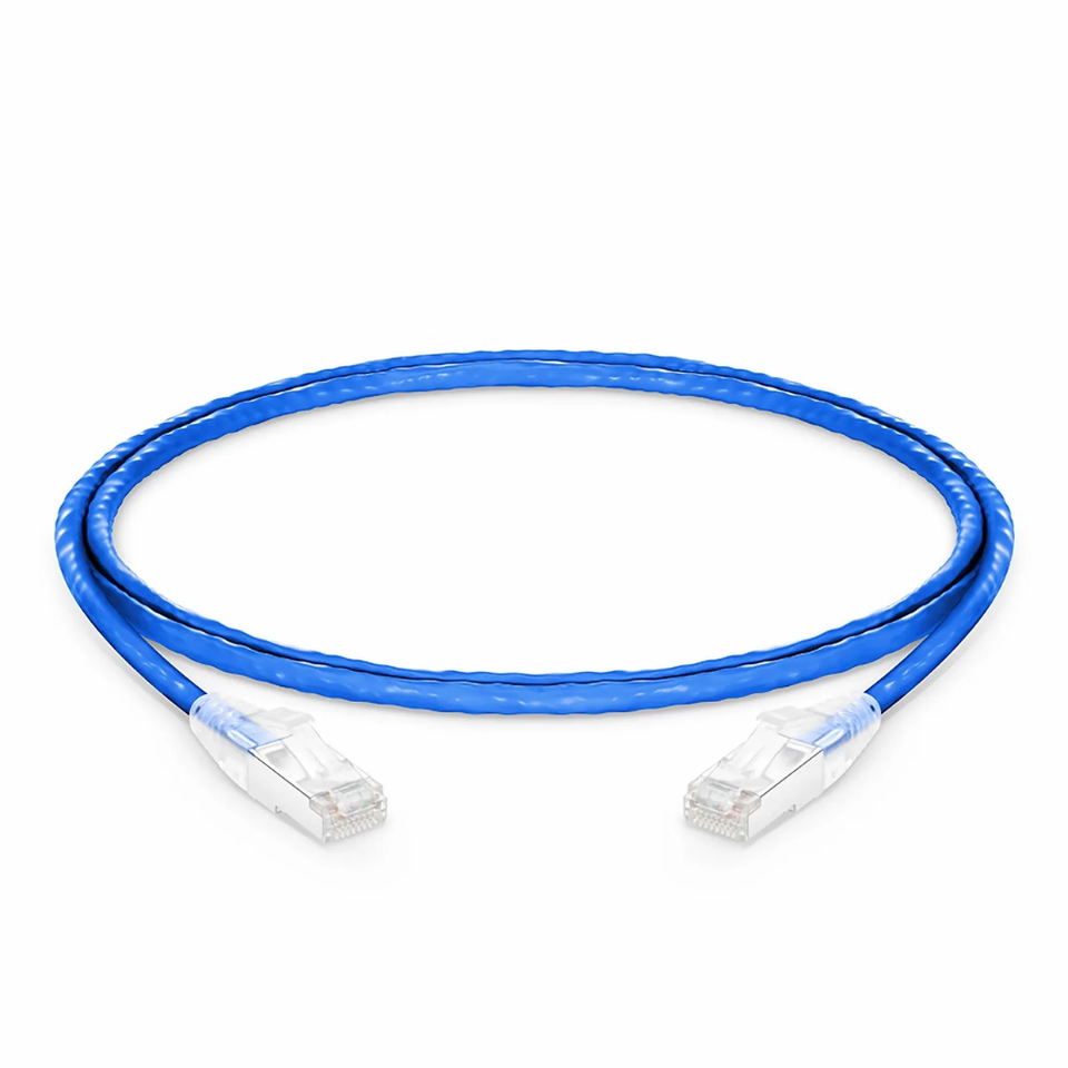 Cat6A S/FTP Shielded Snagless Patch Cord PVC showing metal shielded RJ45 connectors and rugged jacket.