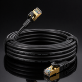 Cat7 S/FTP Flat Shielded Ethernet Cable showcasing ultra-slim profile and gold-plated connectors.