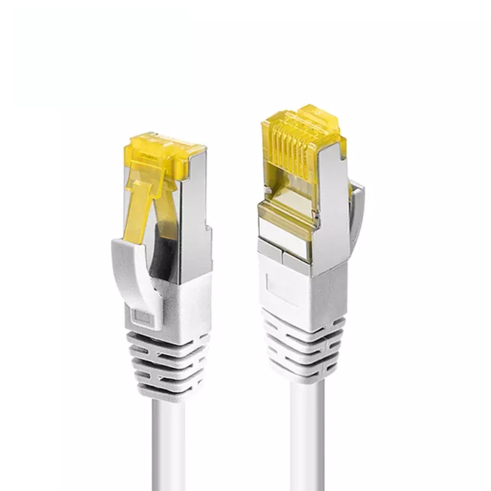 Cat7 S/FTP Shielded SSTP RJ45 Network Patch Cord LSZH showing metal shielded connectors and fire-safe jacket.