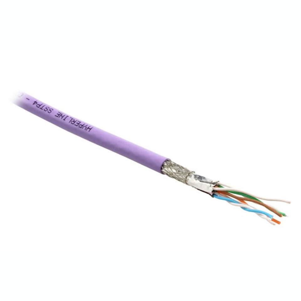 Cat7A Shielded Patch Cord showing individual pair screening and heavy-duty metal RJ45 connectors.