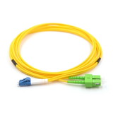 LC/UPC to SC/APC Single Mode Duplex Fiber Patch Cord connected for hybrid network infrastructure