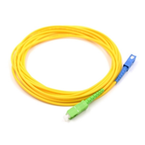 Close-up of SC/APC and SC/UPC connectors on single mode simplex fiber optic jumper cable
