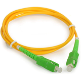 Coiled yellow OS2 single mode fiber patch cord available in various standard lengths
