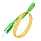 SC/APC to SC/APC single mode simplex fiber optic patch cord with green connectors and yellow OS2 jacket