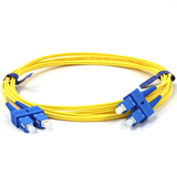 SC/UPC to SC/UPC Single Mode Duplex Fiber Patch Cord connected for network infrastructure