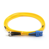 SC/UPC to ST/UPC Single Mode Duplex Fiber Patch Cord connected for hybrid network infrastructure