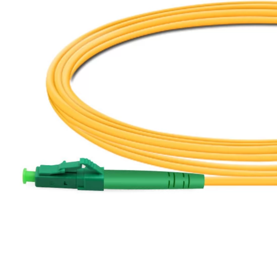 Various lengths of LC/APC to LC/APC single mode simplex fiber optic patch cords