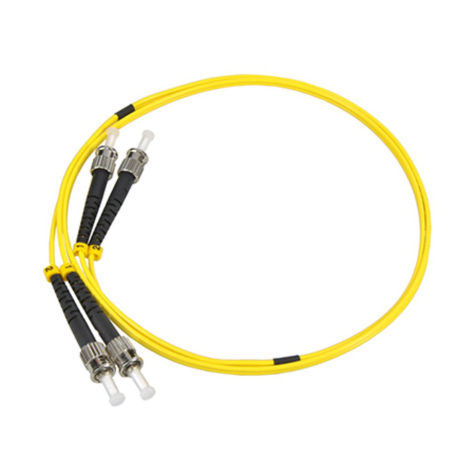 ST/UPC to ST/UPC Single Mode Duplex Fiber Patch Cord connected for secure network infrastructure
